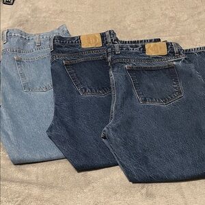 Relaxed Fit Men's Denim Jeans - Light & Dark Blue 40x29